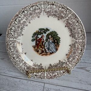 Triumph Romantic Scene 6 1/2in Plate in Cream and Brown with Multicolor Center